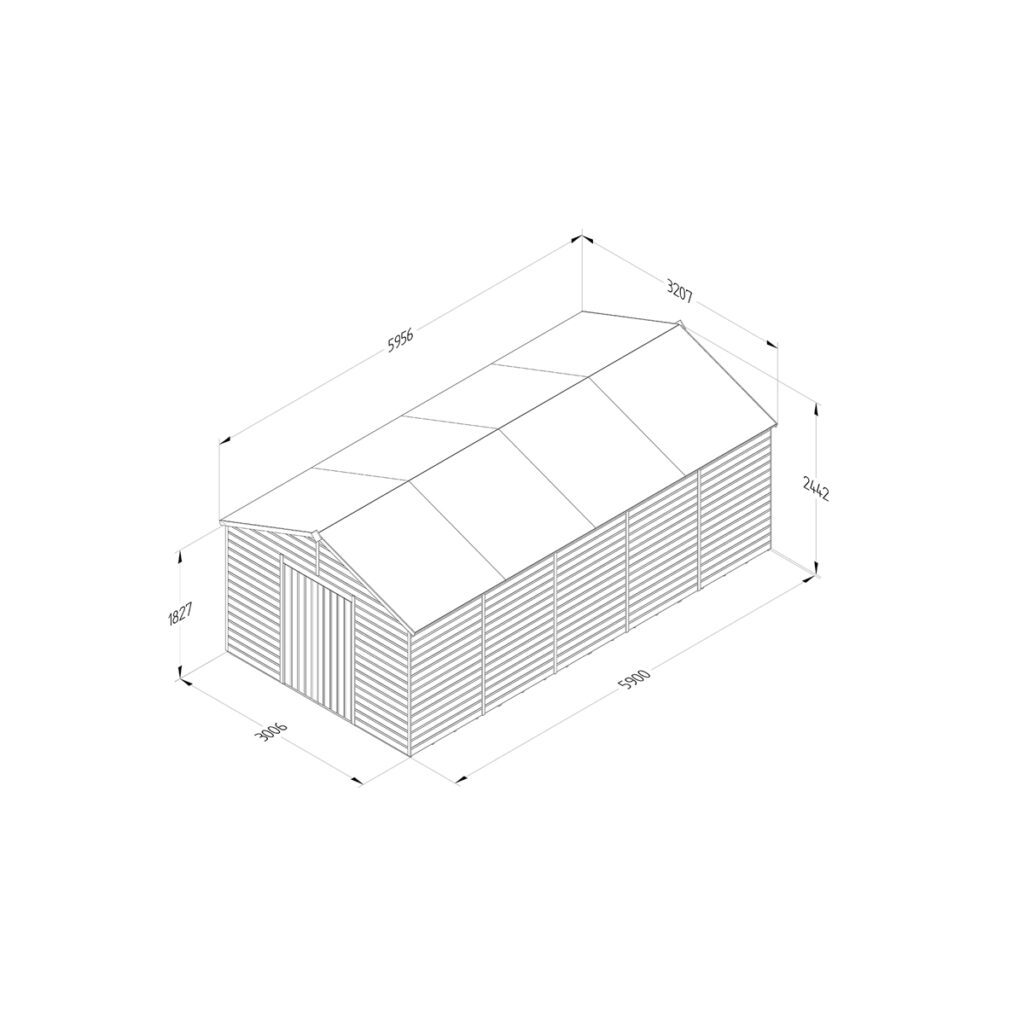 Beckwood 20×10 Reverse Apex Shed – No Windows – Double Door 5013053198018 2